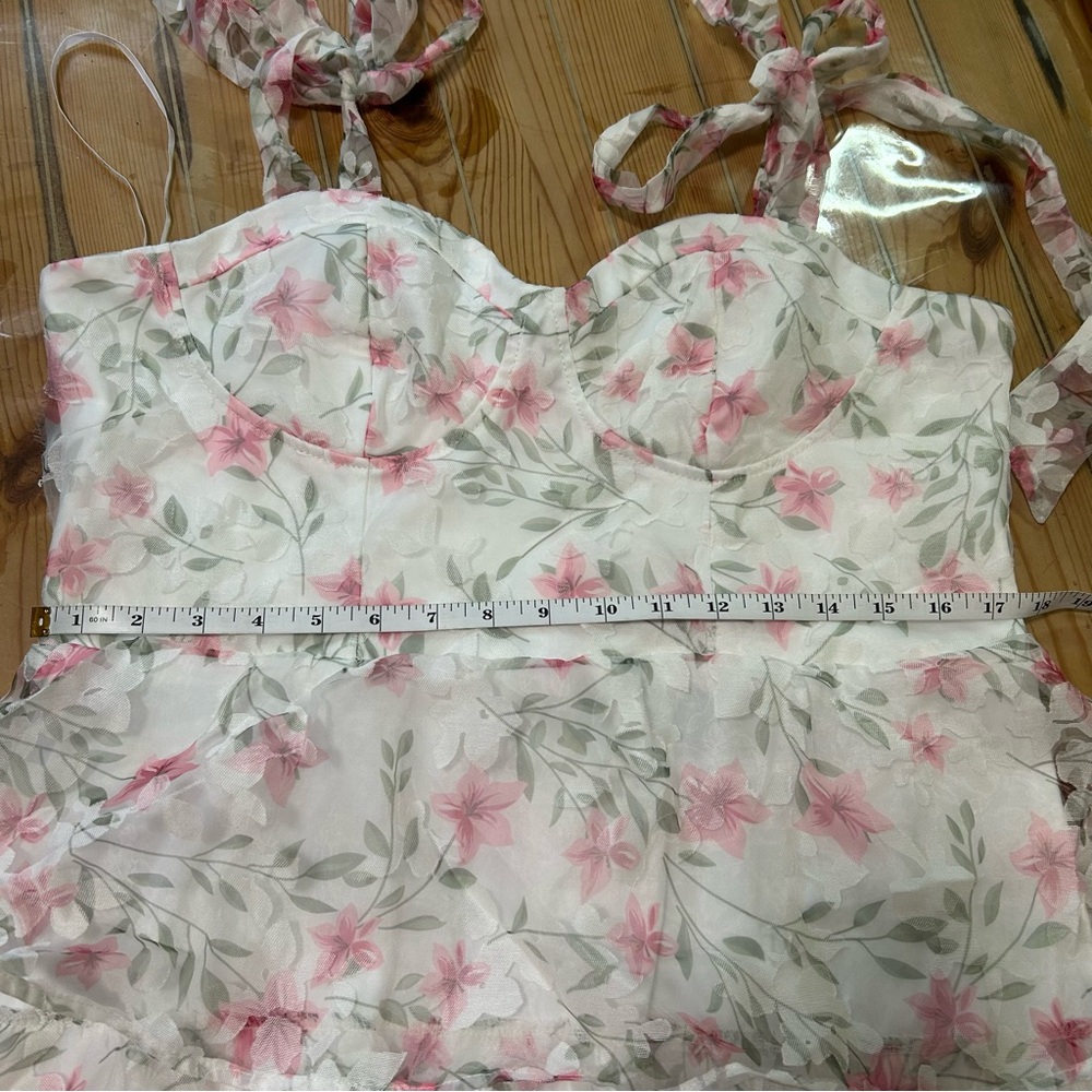 Lulus Endlessly Gorgeous White Floral Burnout Tie-Strap Midi Dress Size XL NWT - Picture 8 of 11